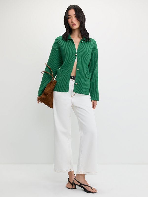 Pomelo Pomelo Ribbed Cardigan - Green