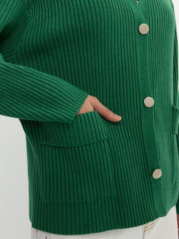 Pomelo Pomelo Ribbed Cardigan - Green