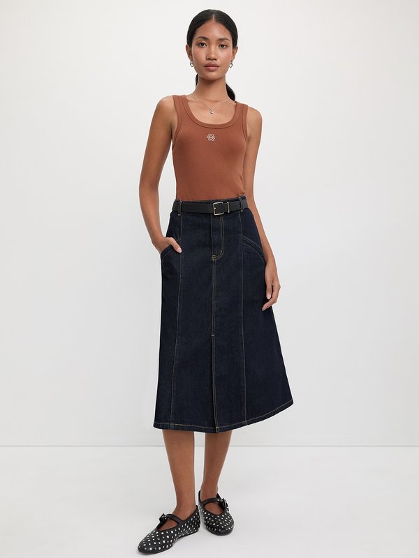 Pomelo Pomelo Ribbed Logo Tank Top - Brown