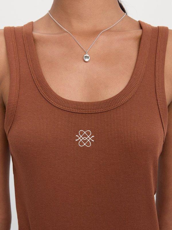 Pomelo Pomelo Ribbed Logo Tank Top - Brown