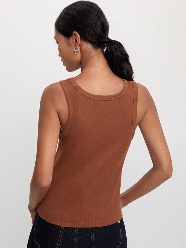 Pomelo Pomelo Ribbed Logo Tank Top - Brown