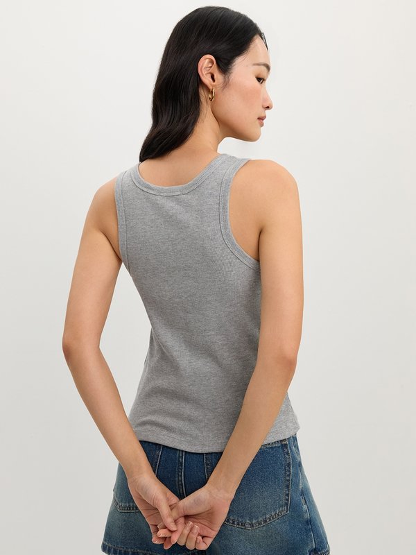 Pomelo Pomelo Ribbed Logo Tank Top - Mid Grey