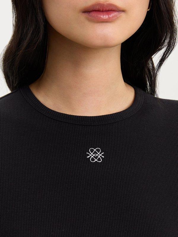 Pomelo Pomelo Ribbed Logo Tee - Black