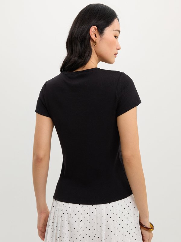 Pomelo Pomelo Ribbed Logo Tee - Black