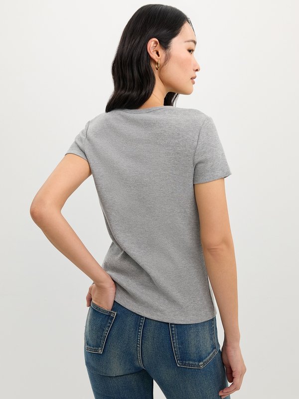 Pomelo Pomelo Ribbed Logo Tee - Mid Grey