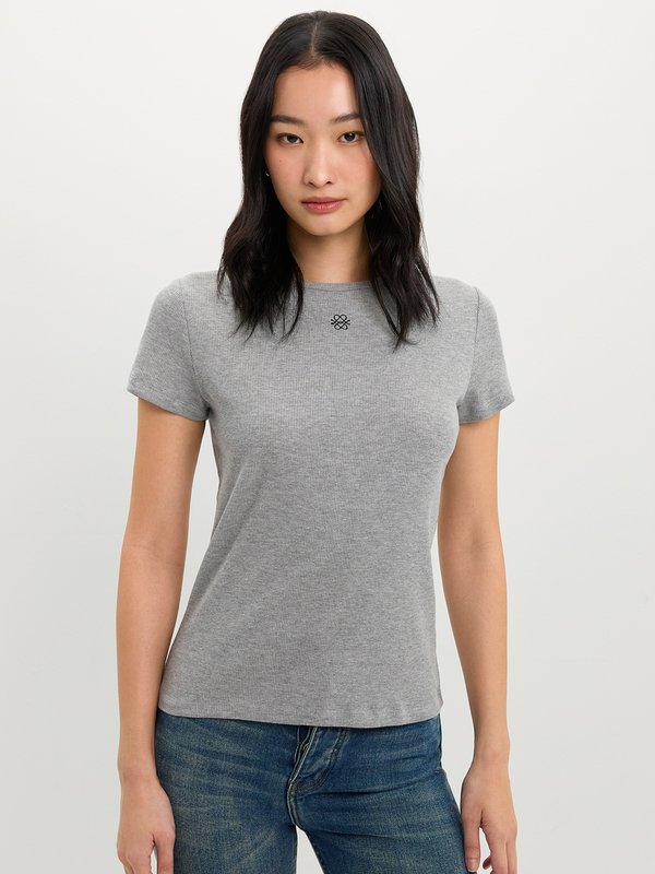 pomelo Pomelo Ribbed Logo Tee - Mid Grey