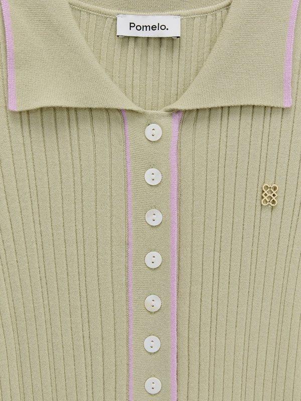 Pomelo Pomelo Ribbed Polo Dress - Light Green