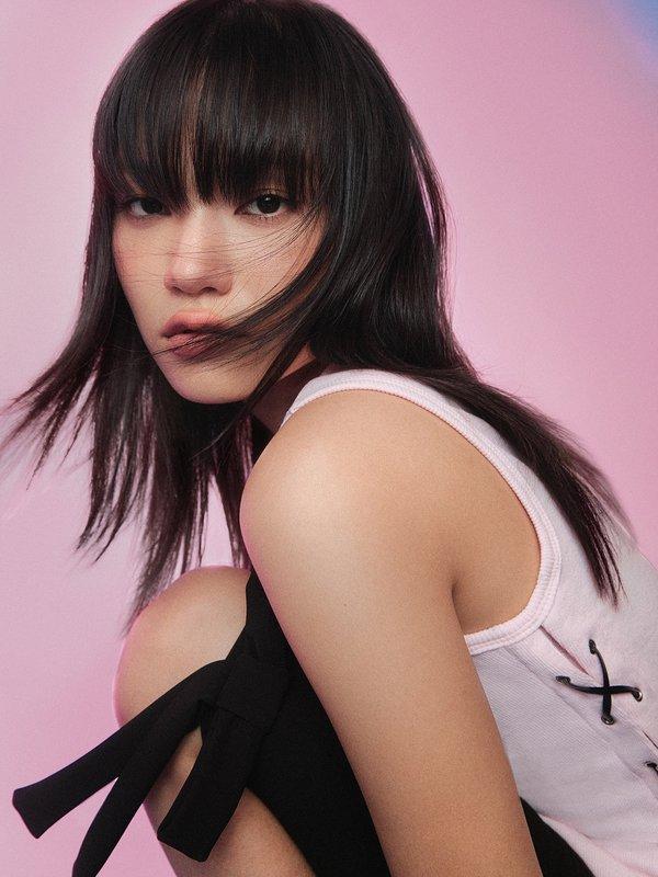 Pomelo Pomelo Ribbed Side Lace Up Tank - Light Pink