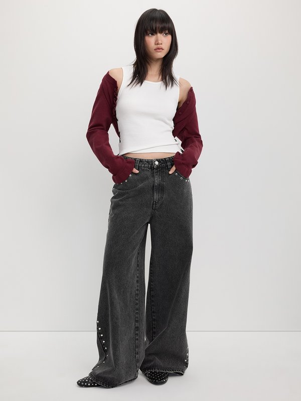 Pomelo Pomelo Ribbed Side Lace Up Tank - White