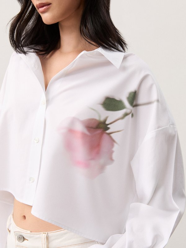 Pomelo Pomelo Rose Print Button-Up Shirt - White