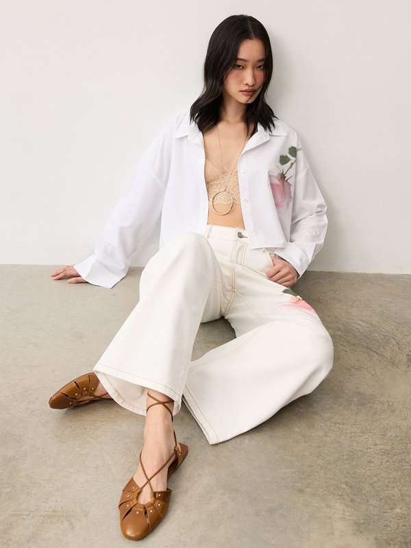 Pomelo Pomelo Rose Wide Leg Jeans - Off-White