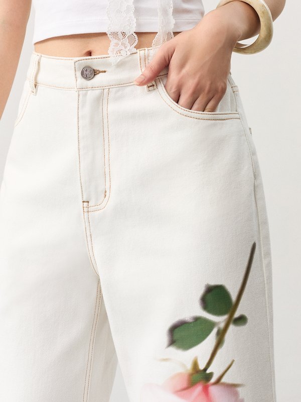 Pomelo Pomelo Rose Wide Leg Jeans - Off-White