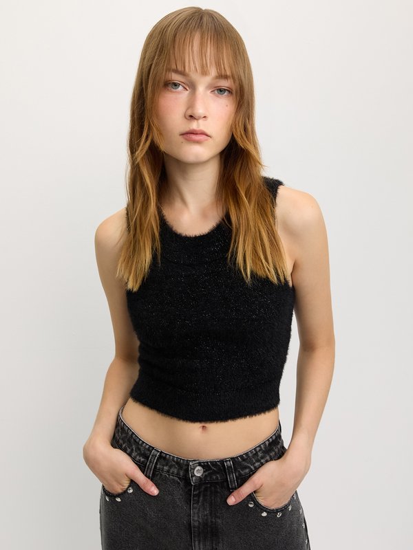 Pomelo Pomelo Round Neck Tank Top - Black