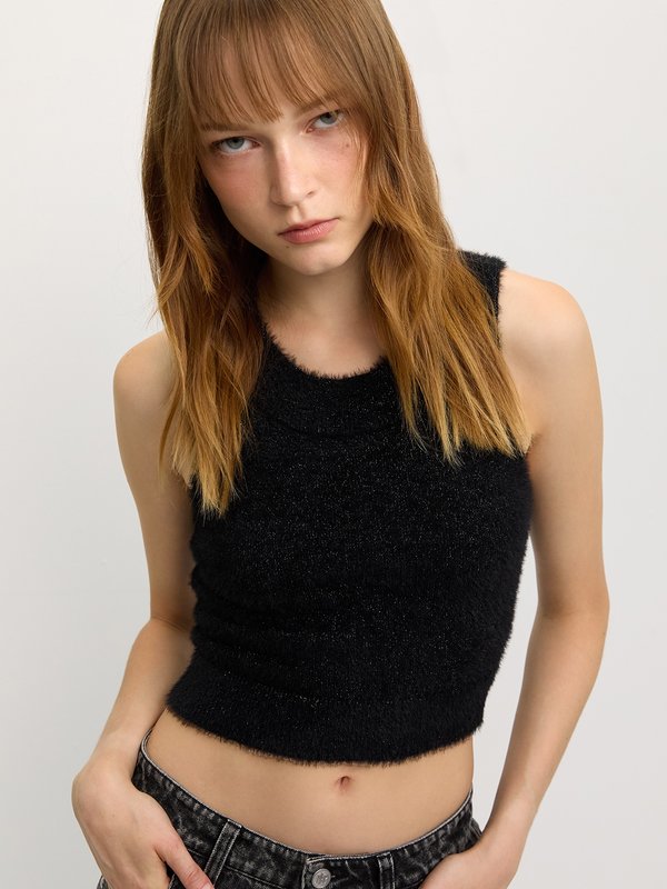 pomelo Pomelo Round Neck Tank Top - Black