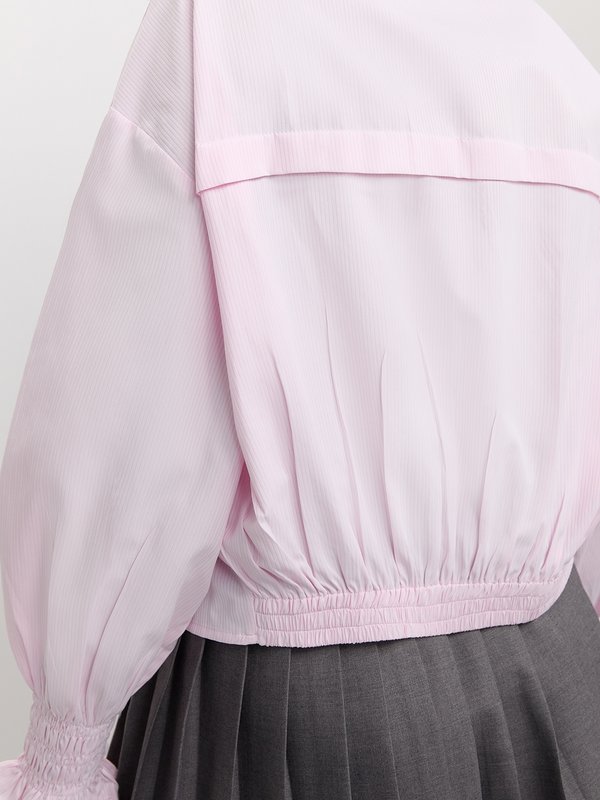 Pomelo Pomelo Ruched Button-Up Blouse - Light Pink
