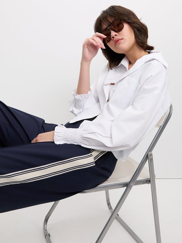 Pomelo Pomelo Ruched Button-Up Blouse - White