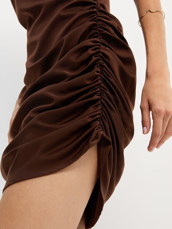 Pomelo Pomelo Ruched Cami Mini Dress - Brown