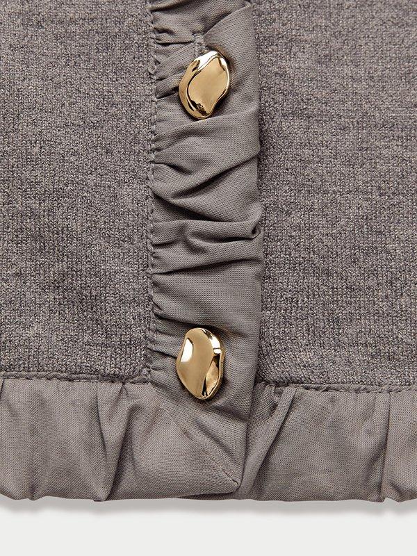 Pomelo Pomelo Ruched Trim Cardigan - Mid Grey