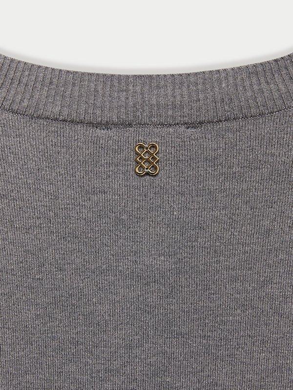 Pomelo Pomelo Ruched Trim Cardigan - Mid Grey