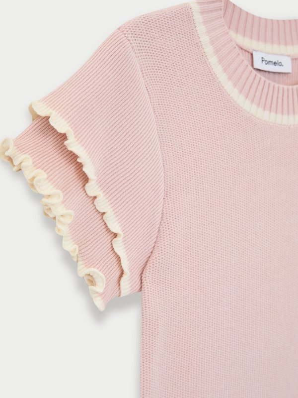 Pomelo Pomelo Ruffle Hem Knit Top - Light Pink