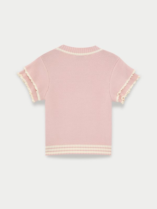 Pomelo Pomelo Ruffle Hem Knit Top - Light Pink