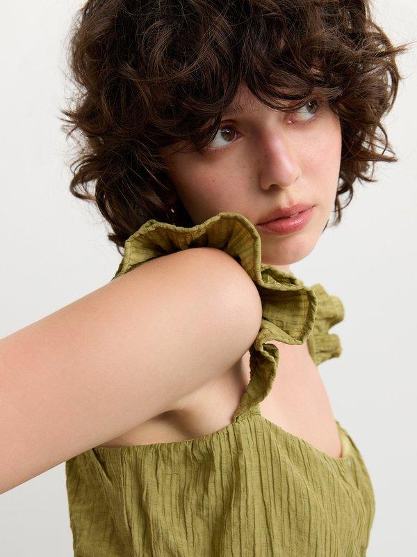 Pomelo Pomelo Ruffle Top - Olive