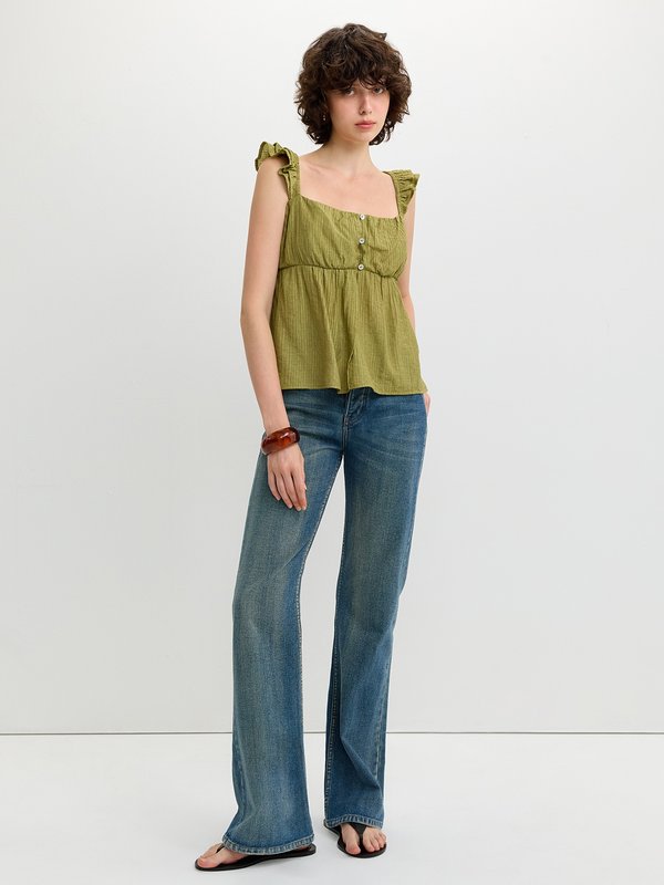 Pomelo Pomelo Ruffle Top - Olive