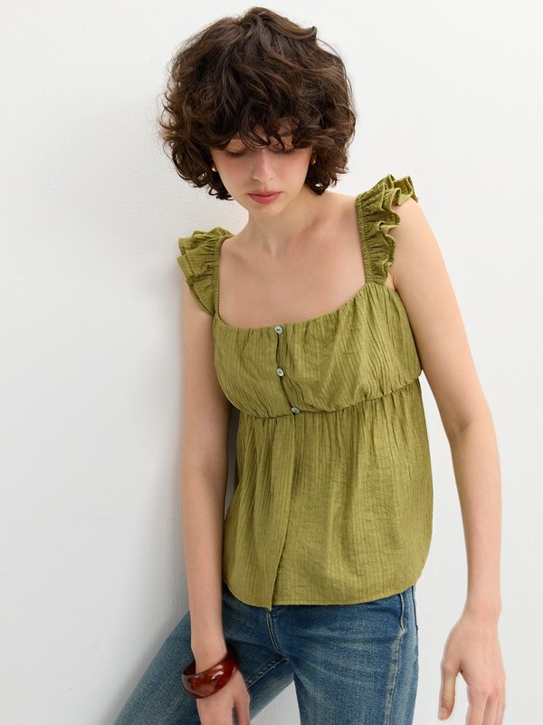 Pomelo Pomelo Ruffle Top - Olive