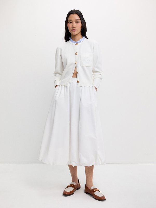 Pomelo Pomelo Ruffle Trim Cardigan - Ivory