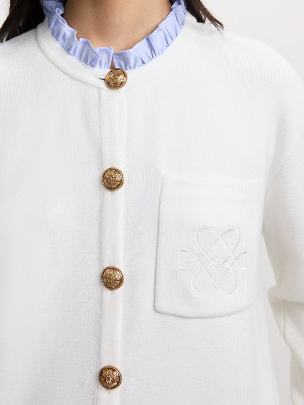 Pomelo Pomelo Ruffle Trim Cardigan - Ivory