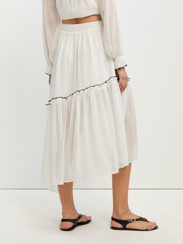 Pomelo Pomelo Ruffled Asymmetric Skirt - Off-White