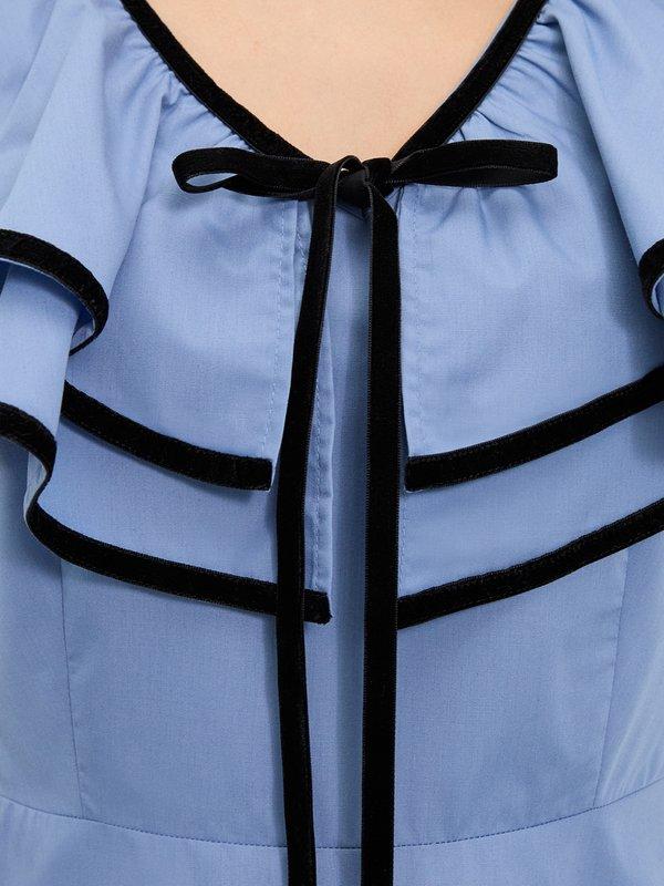 Pomelo Pomelo Ruffled Bow Tie Dress - Blue