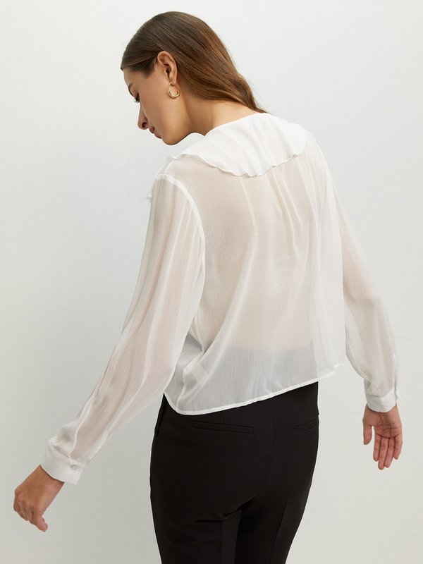 Pomelo Pomelo Ruffled Button-Up Blouse - Off-White