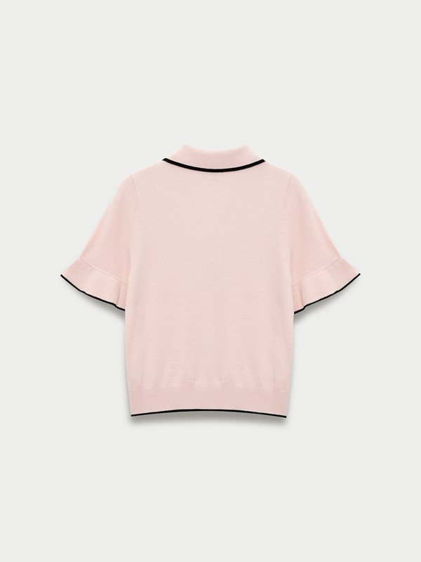 Pomelo Pomelo Ruffled Collar Knit Top - Light Pink