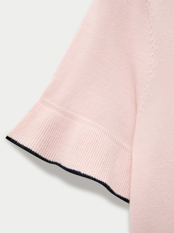 Pomelo Pomelo Ruffled Collar Knit Top - Light Pink
