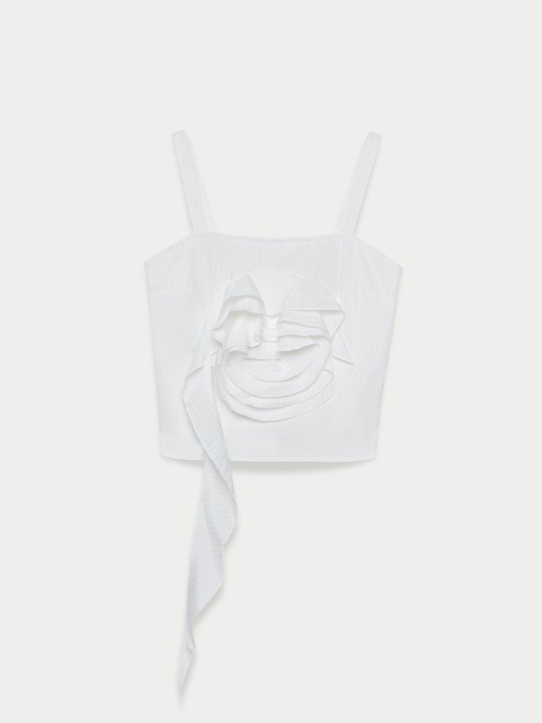 pomelo Pomelo Ruffled Crop Top - Off-White