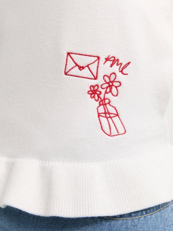 Pomelo Pomelo Ruffled Embroidery Top - White