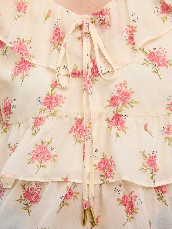 Pomelo Pomelo Ruffled Floral Blouse - Ivory