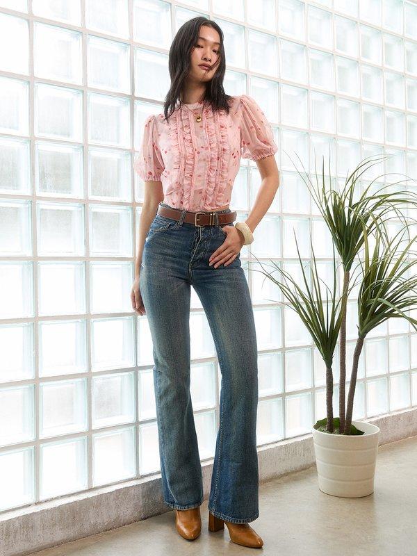 Pomelo Pomelo Ruffled Floral Blouse - Pink