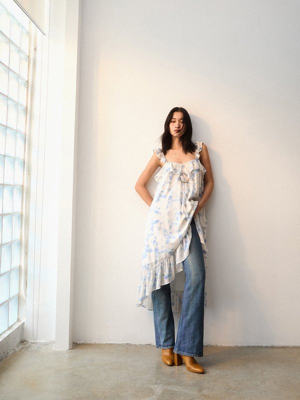 Pomelo Pomelo Ruffled Floral Dress - Cream