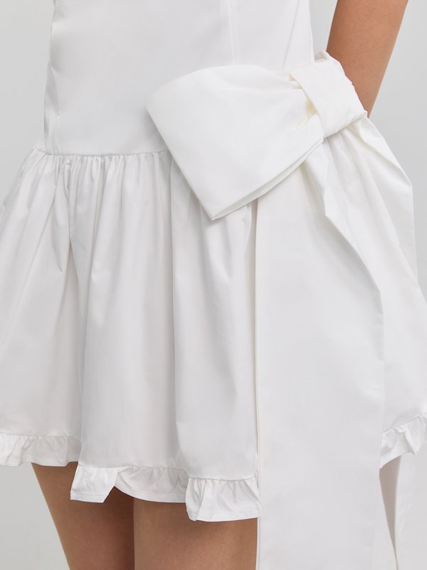 Pomelo Pomelo Ruffled-Hem Bow Dress - White