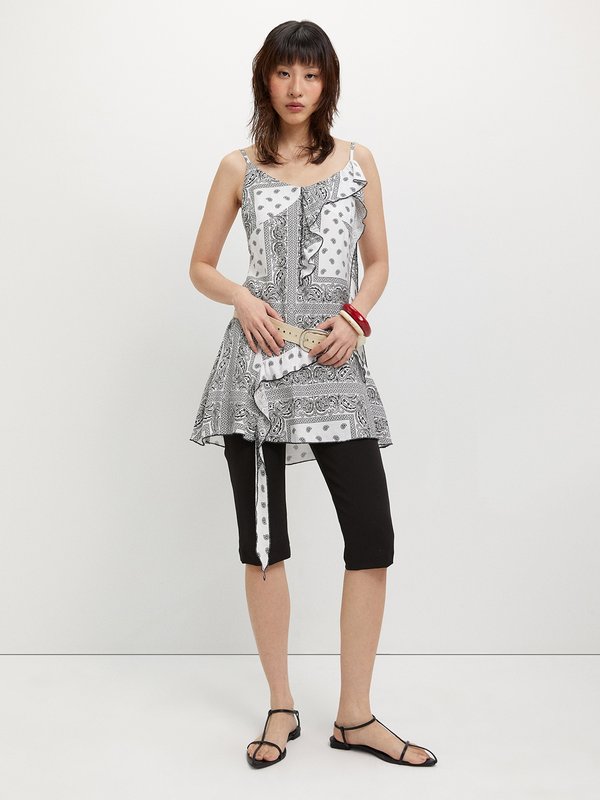 Pomelo Pomelo Ruffled Paisley Dress - White