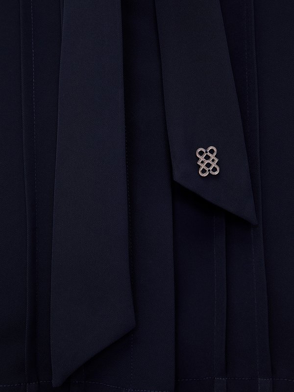 Pomelo Pomelo Scarf-Tie Pleated Blouse - Mid Night