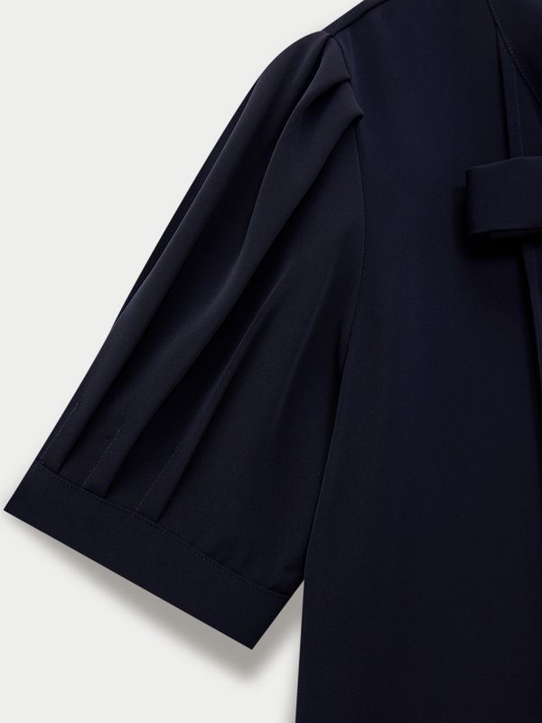 Pomelo Pomelo Scarf-Tie Pleated Blouse - Mid Night