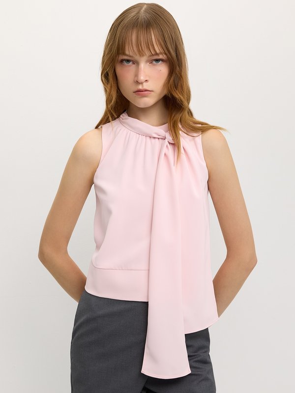 Pomelo Pomelo Scarf-Tie Sleeveless Top - Light Pink