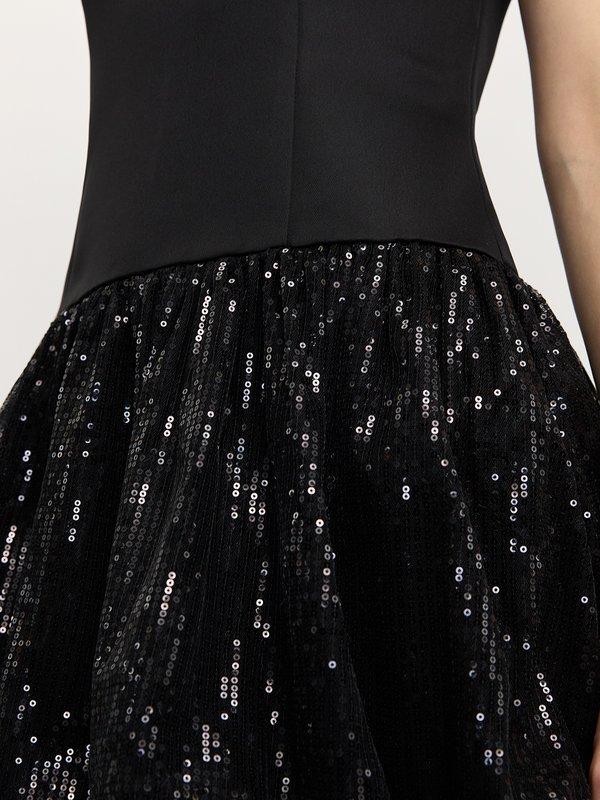 Pomelo Pomelo Sequin Bubble Skirt Dress - Black
