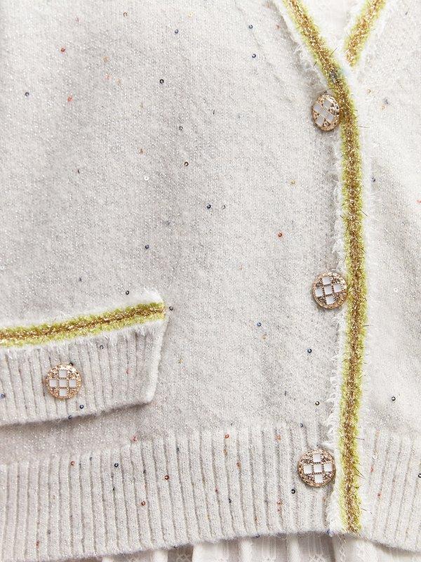 Pomelo Pomelo Sequin Crop Cardigan - White