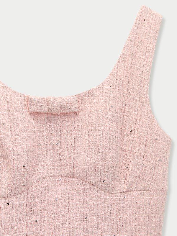 Pomelo Pomelo Sequin Tweed Dress - Light Pink
