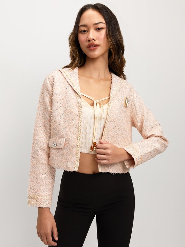 Pomelo Pomelo Sequin Tweed Jacket - Light Pink