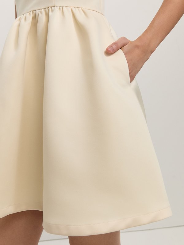 Pomelo Pomelo Shoulder Bow Tie Dress - Cream